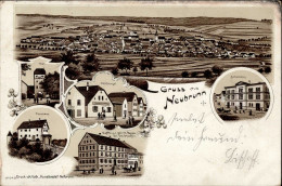 Neubrunn (8702) Gasthaus Zum Grünen Baum Schulhaus 1908 I-II - Wuerzburg