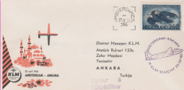 Aérophilatélie-1e KLM  Vlucht 25.IV.56 AMSTERDAM-ANKARA-cachet D'Ankara Du 17.04.56 - Primi Voli