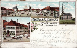 Bad Königshofen (8742) Hotel Schlundhaus Marktplatz Ev. Kirche 1901 I-II (fleckig) - Sonstige & Ohne Zuordnung
