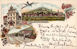 Gemünden Am Main (8780) Bahnhof Eisenbahn Rathaus 1899 I Chemin De Fer - Other & Unclassified