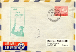 Aérophilatélie-SAS First Flight MALMO-PARIS 8.10.1956-cachet De Malmo Du 8.10.56 - Primi Voli