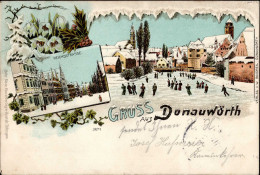 Donauwörth (8850) Schnee Winter Reichsstrasse Schlittschuh 1899 I-II (Stauchung, Fleckig) - Andere & Zonder Classificatie