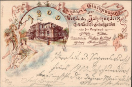 Augsburg (8900) Ort Lt. Marke 1900 Glückwunsch Zur Jahrhundert Wende Gesellschaft Schießgraben 1901 I-II - Otros & Sin Clasificación