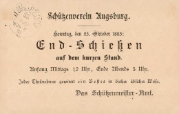 Augsburg (8900) Schützenverein 25. Oktober 1885 I-II - Altri & Non Classificati
