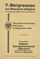 Oberjoch (8973) Bergrennen Offizielles Programm Mit Startliste Vom 8. Sept. 1929, 24 S. II - Other & Unclassified