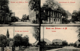 Briesen (o-1243) Kirche Post Handlung Schmidt, K. Schule 1909 I-II - Altri & Non Classificati