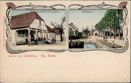 Schönfließ (o-1401) Gasthaus Zum Gemütlichen Hermann Dorfstrasse I-II (fleckig) - Other & Unclassified