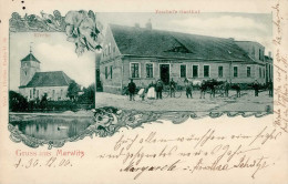 Marwitz (o-1421) Gasthof Peschel Kirche Fahrrad 1900 II (Eckbug Re. Oben) Cycles - Sonstige & Ohne Zuordnung