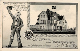 Nauen (o-1550) Zur Erinnerung An Das Einweihungsschießen Der Schützengilde Zu Nauen 5. Bis 13. Juni 1909 Bahnpost Berlin - Autres & Non Classés