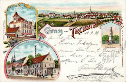 Trebbin (o-1712) Schützenhaus Radfahrer-Bundes-Hotel Kriegerdenkmal Postamt 1898 II (Stauchung) - Otros & Sin Clasificación