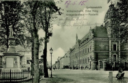 Luckenwalde (o-1710) Wilhelmstrasse Postamt Kriegerdenkmal Litfaßsäule 1915 I- - Autres & Non Classés