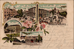 Brandenburg (o-1800) Bahnhof Eisenbahn Hotel Zur Eisenbahn Schützenhaus 1899 I-II (fleckig) Chemin De Fer - Andere & Zonder Classificatie