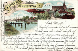 Greifswald (o-2200) Gruss Aus Greifswald 1897 I-II (Ecken Leicht Bestoßen) Montagnes - Otros & Sin Clasificación