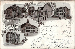 Grabow (o-2804) Rathaus Schützenhaus Höhere Mädchenschule Postamt Amtsgericht 1899 I- - Altri & Non Classificati