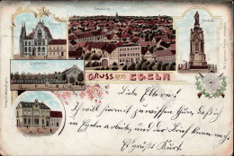 Egeln (o-3253) Rathaus Schützenhaus Postamt 1898 II (kleine Stauchung) - Autres & Non Classés