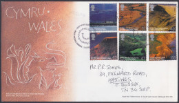 GB Great Britain 2000 FDC Cymru, Wales, Welsh, Natural, River, Cliff, Mountain, Landscape, Bridge, Railway, Train, Cover - Storia Postale