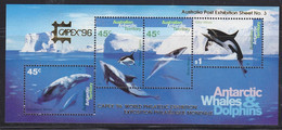 AAT 1996 Whales & Dolphins M/s Overprinted "Capex" ** Mnh (59654) ROCK BOTTOM - Ongebruikt