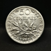 50 CENTIMES SEMEUSE ARGENT 1909 FRANCE / SILVER (Réf. 24425) - 50 Centimes