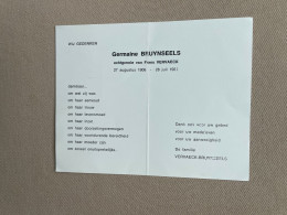 BRUYNSEELS Germaine ° 1906 + 1983 - VERVAECK - Obituary Notices