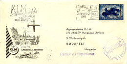 Aérophilatélie-KLM Elso AMSTERDAM -BUDAPEST LEGIJARAT 1956.VI.21-cachet D'Amsterdam Du 21.06.56 - Eerste Vluchten