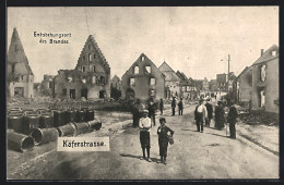AK Donaueschingen, Die Brandkatastrophe 1908, Käferstrasse Mit Dem Entstehungsort Des Brandes  - Katastrophen