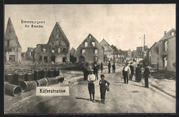 AK Donaueschingen, Die Brandkatastrophe 1908, Käferstrasse Mit Dem Entstehungsort Des Brandes  - Catastrofi