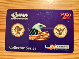 Prepaid Phonecard USA, Amerivox - Money, Coin, Flag, Eagle - Amerivox