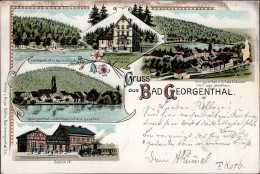 Georgenthal (o-5805) Gasthaus Schützenhof Bahnhof Eisenbahn 1899 II (Stauchung) Chemin De Fer - Other & Unclassified