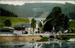 Ziegenrück (o-6557) Saalebrücke Hotel Schützenhaus 1900 II (fleckig, Ecken Gestaucht) - Sonstige & Ohne Zuordnung