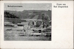 Ziegenrück (o-6557) Saalebrücke Hotel Schützenhaus II (fleckig, Ecken Gestaucht, Einriß) - Sonstige & Ohne Zuordnung