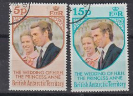 British Antarctic Territory (BAT) 1973 Royal Wedding Princess Anne 2v Used (59655) - Usados