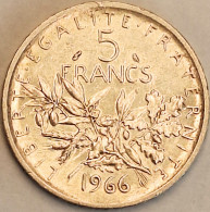 France - 5 Francs 1966, KM# 926, Silver (#4334) - 5 Francs