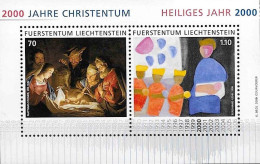 Liechtenstein 2000: "2000 JAHRE CHRISTENTUM - HEILIGES JAHR 2000" Zu 1168 Mi 1224-25 Block 17 Yv BF 19 ** MNH - Blocks & Sheetlets & Panes