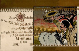 Grimma (o-7240) Präge-Karte 450 Jähriges Schützenjubiläum Der Schützengilde Und 25 Jähriges Schützenjubiläum Carl Richte - Altri & Non Classificati