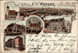 Wurzen (o-7250) Amtsgericht Hotel Victoria Postamt Knabenschule 1900 II (Stauchung) - Other & Unclassified