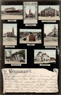 Weißwasser (o-7580) Bahnhof Ev. Gemeindeschule Ev. Kirche Henriettenstrasse Postamt Schützenhaus 1906 I - Altri & Non Classificati