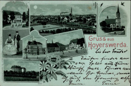 Hoyerswerda (o-7700) Mondschein-Karte Gasthaus Zum Adler Postamt Amtsgericht Tracht 1898 I- - Autres & Non Classés