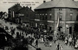 Falkenberg (o-7900) Schützenauszug 9. August 1908 Emailschild Zigarren- Und Kolonialwarenhandlung I- - Andere & Zonder Classificatie