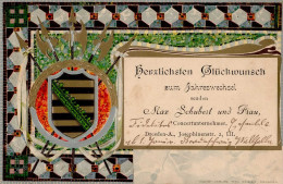 Dresden (o-8000) Neujahrsgrüße Jahreswechsel 1905 Wappen Prägedruck I-II (Ecken Gestaucht) - Otros & Sin Clasificación