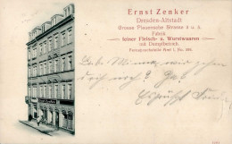 Dresden (o-8000) Fleisch-und Wurstwarenfabrik Zenker Grosse Plauensche Strasse 3 U. 5 1902 II- (Stempeldurchdruck) - Andere & Zonder Classificatie