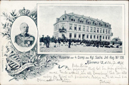 Kamenz (o-8290) Kaserne 4. Comp. Kgl. Sächs. Inf. Reg No. 178 König Albert 1899 I-II - Andere & Zonder Classificatie