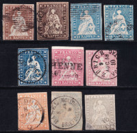 Suiza.  1854-62  Helvetia, Distintos Valores - Gebruikt