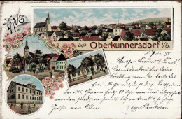 Obercunnersdorf (o-8701) Kirche Schule Schützenhaus 1898 II (Marke Entfernt, Fleckig, Klebereste, Stauchung) - Autres & Non Classés