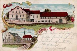 Niedercunnersdorf (o-8701) Gerichtskretscham Schule Kirche 1906 II (Stauchungen) - Autres & Non Classés