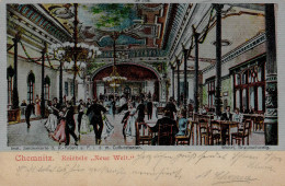Chemnitz (o-9000) Reichels Neue Welt Innenansicht Seidenkarte 1902 II (beschnitten) - Autres & Non Classés
