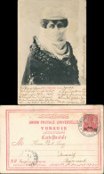 Postcard Türkei   Typen Noble Demoiselle Turque 1904 Gel Deutsche Post Istanbul - Turquia