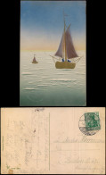 Schiffe Schifffahrt Segelschiffe Segelboote Gold Künstlerkarte 1913  Prägekarte - Segelboote