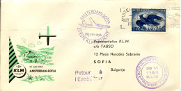 Aérophilatélie-Eerste KLM Vlucht AMSTERDAM-SOFIA-cachet D'Amsterdam Du 29.06.56 - Primi Voli