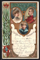 Lithographie Fürst Albert Von Thurn & Taxis Mit Fürstin Margaretha Und Erbprinz Franz Josef  - Familles Royales