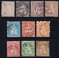 Suiza.  1862  Helvetia, Distintos Valores - Gebruikt